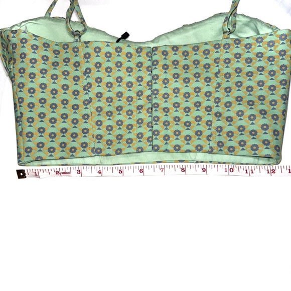 NWT ZARA green multicolored patterned corset crop tank top Size Small - Picture 10 of 11
